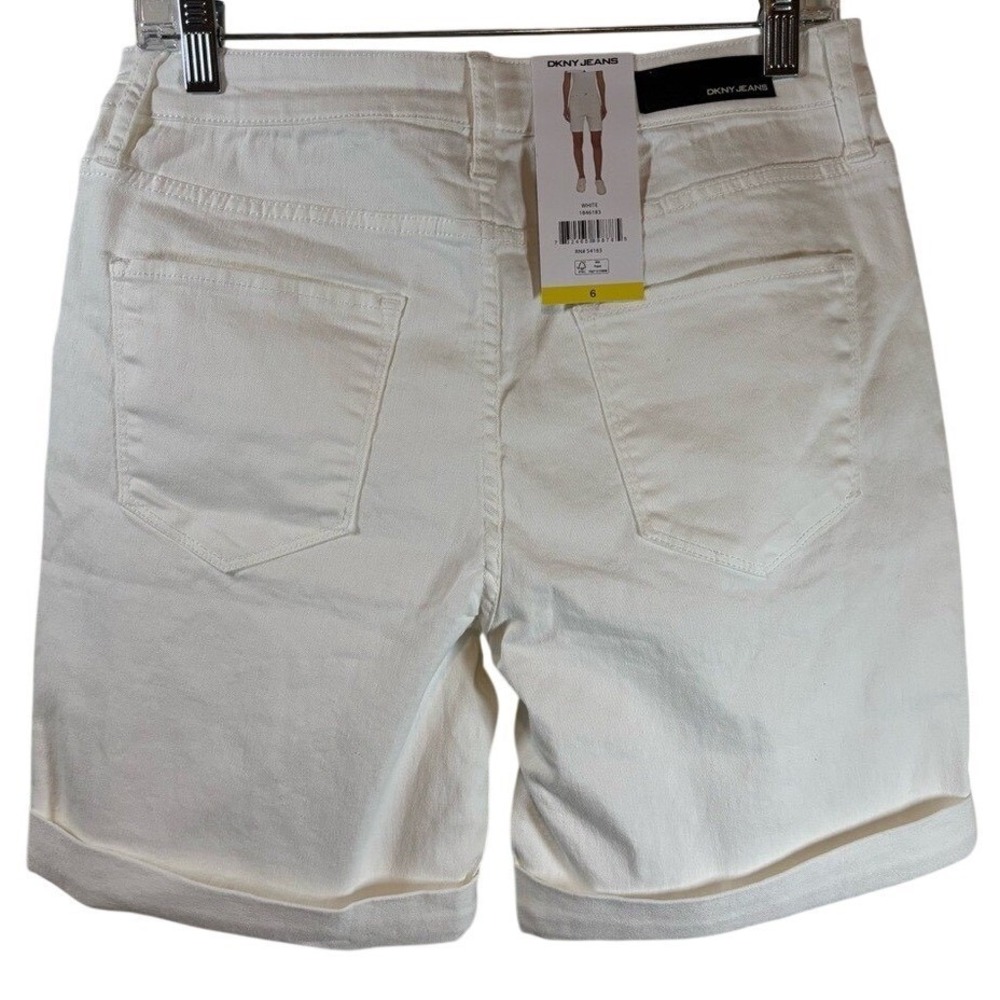 NWT DKNY White Bermuda Shorts Denim Cuffed Womens Size 6 - Picture 4 of 7